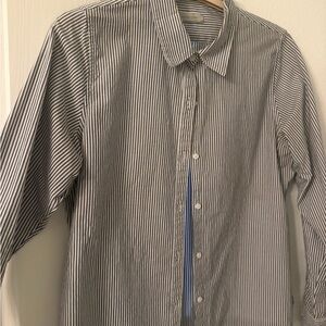 Outerknown Blue and White Striped Button Down Shirt